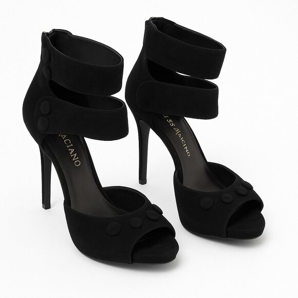 Guess by Marciano Suede Cutout Peep Toe High Heel Sandals Black – Size 7 1/2 - Picture 1 of 7